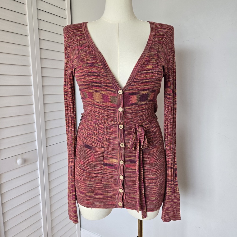 Anthropologie Nick & Mo Ribbed Belted Cardigan Sweater Women's M Western Cottage
